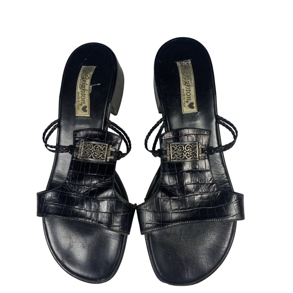 Brighton Mavis Slide Sandal in Black Crocodile Women's 10 - Picture 9 of 14